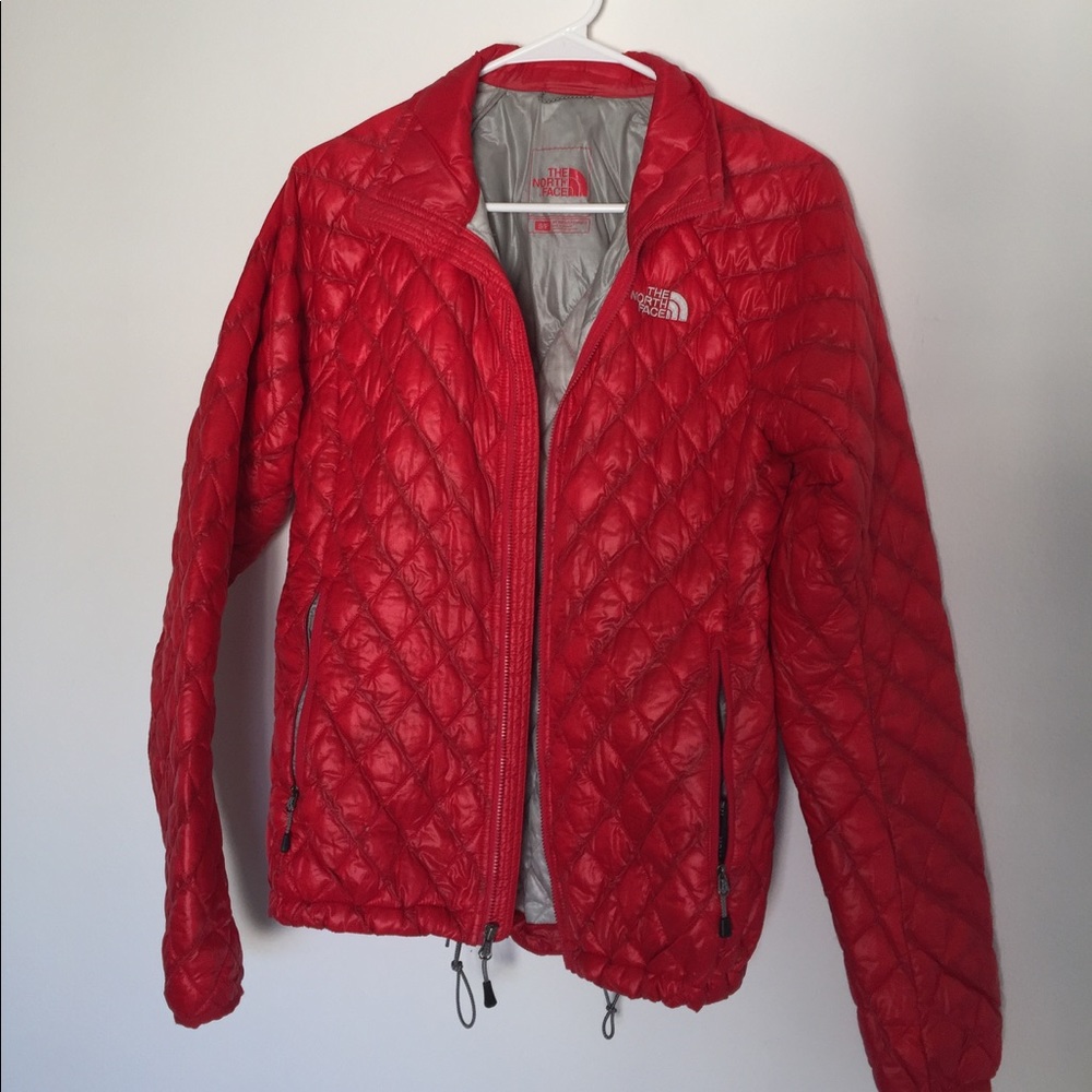 Red Pleated North Face jacket
